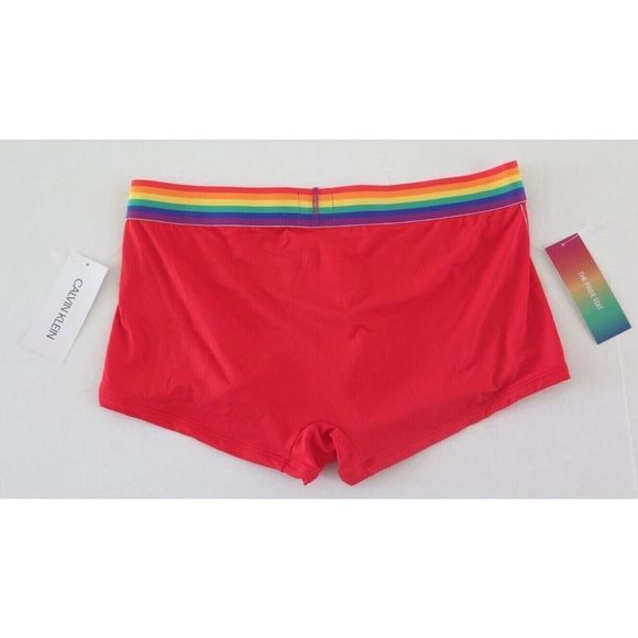 Calvin Klein NB2204 642 Men's Sz L Red "The Pride Edit" Low Rise Trunks - Picture 2 of 4